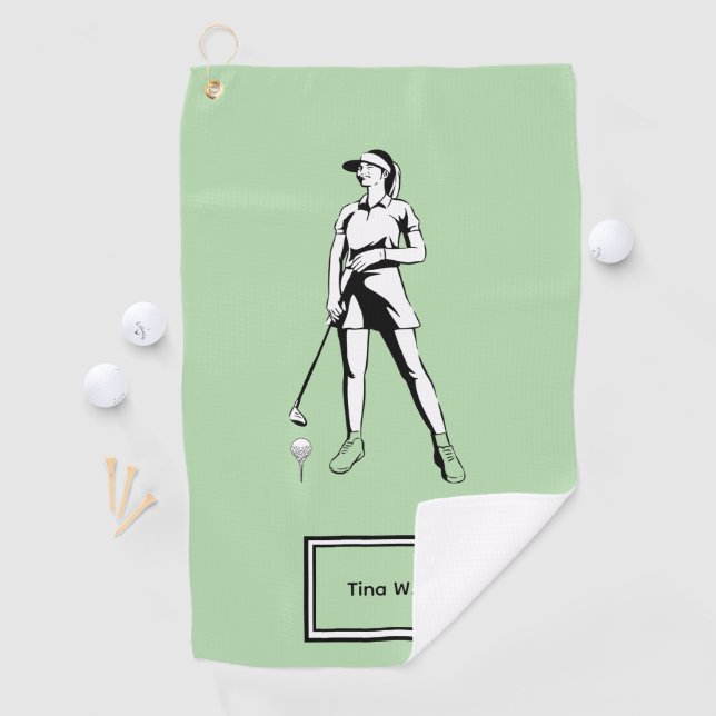 Lady Golfer Personalisierter Name und Jahr Golfhandtuch (Insitu)
