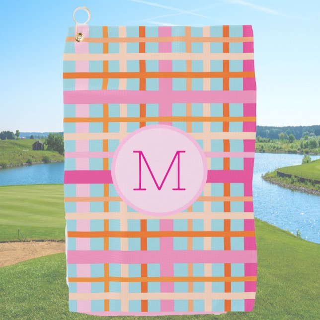 Lady Golfer Pink kariert Preppy Custom Ladys Golfhandtuch (Von Creator hochgeladen)