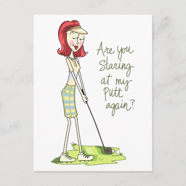 Lady Golfer Postkarte (Vorderseite)