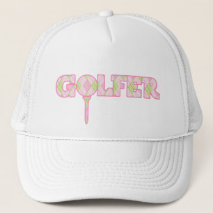 Lady Golfer Raute Muster gestylt grafische Hutkapp Truckerkappe
