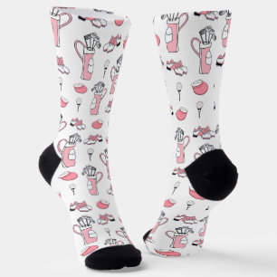 Lady Golfer Rosa und Weiß Socken