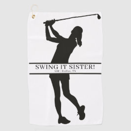Lady Golfer Silhouette Personalized Monogram Golfhandtuch