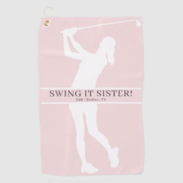 Lady Golfer Silhouette Personalized Monogram Golfhandtuch