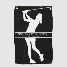 Lady Golfer Silhouette Personalized Monogram Golfhandtuch