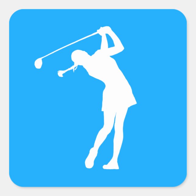 Lady Golfer Silhouette Sticker Blue (Vorderseite)