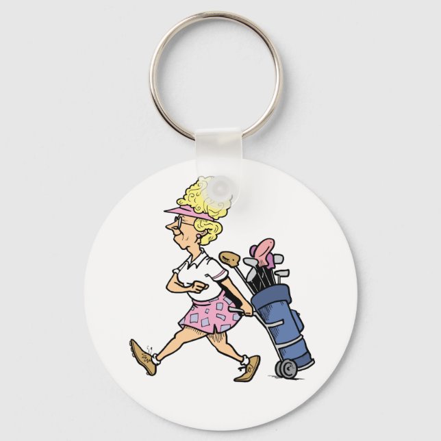 Lady Golfer Tshirts und Geschenke Schlüsselanhänger (Vorderseite)