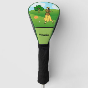 Lady Golfer Vorbereitung zum T-Shirt Golf Headcover