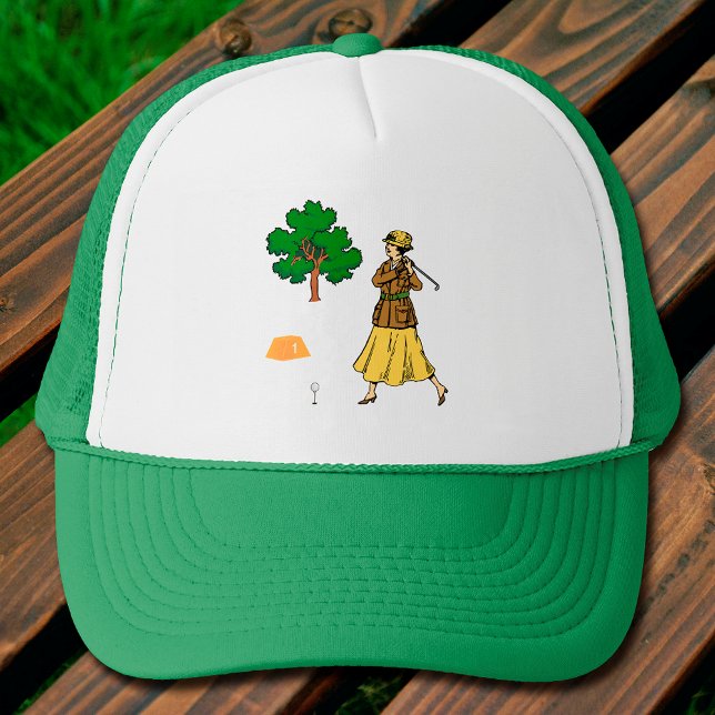 Lady Golfer Vorbereitung zum T-Shirt Truckerkappe (Von Creator hochgeladen)