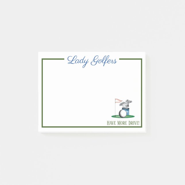 Lady Golfers haben mehr Laufwerksnachrichten Post-it Klebezettel (Vorderseite)