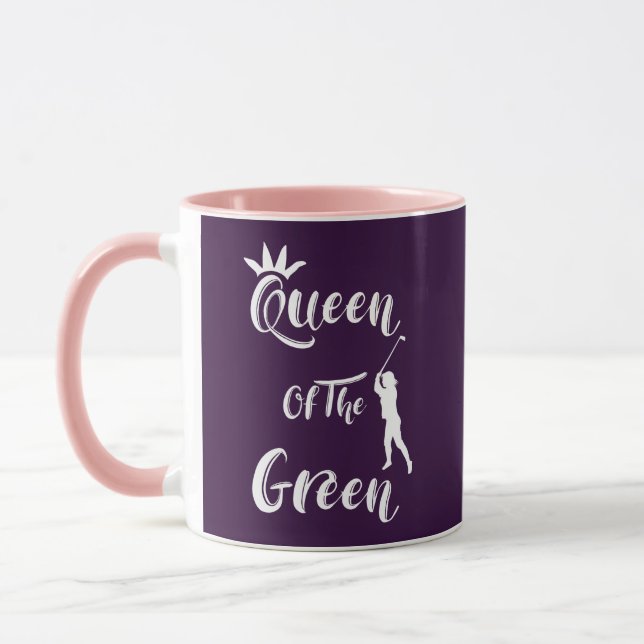 Lady Golfers Spaß Königin des grünen Zitats Tasse (Links)