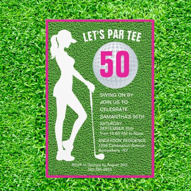 Lady Green-Themed Golf zum Geburtstag Einladung (Swing with Style, Play with Grace!)