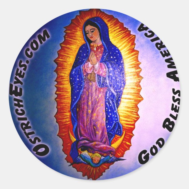 Lady Guadalupe Blessing Runder Aufkleber (Vorderseite)