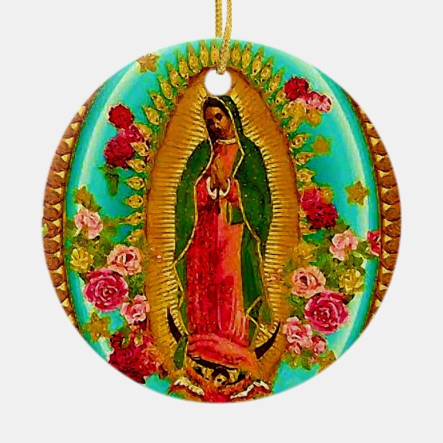 Lady Guadalupe Mexikanische St. Jungfrau Mary Keramik Ornament (Vorne)