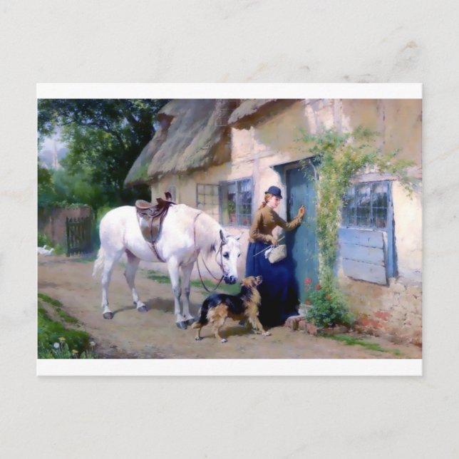 Lady Horse German Shepherd Hütte Postkarte (Vorderseite)