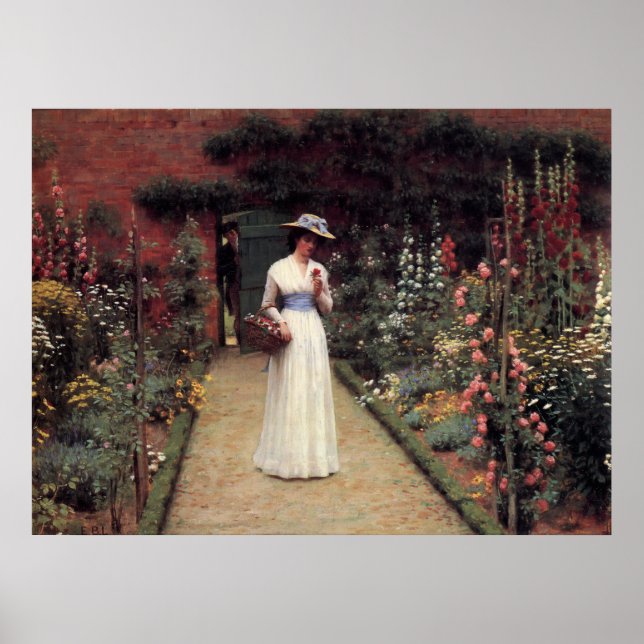 Lady in a Garden - Edmund Blair Leighton Poster (Vorne)