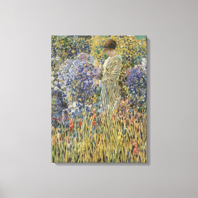 Lady in a Garden von Frederick Frieseke, Fine Art Leinwanddruck (Vorderseite)