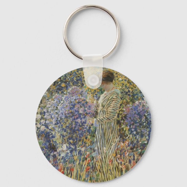 Lady in a Garden von Frederick Frieseke, Fine Art Schlüsselanhänger (Vorderseite)