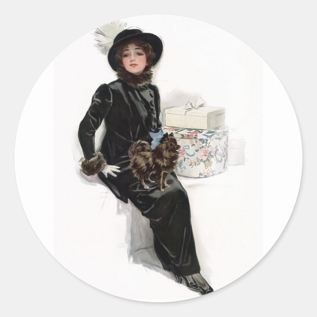 Lady in Black Runder Aufkleber (Vorderseite)