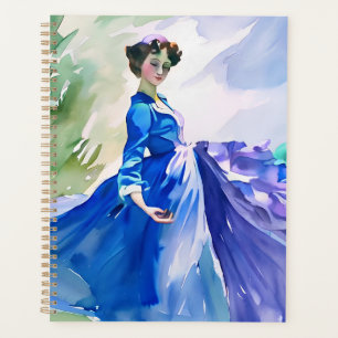 Lady in Blue Dress - Aquarellmalerei Planer