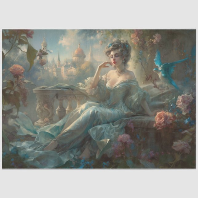 Lady in Blue Seidenpapier (Vorderseite)