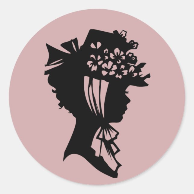 Lady in einem Bonnet 28 Blush Pink AH2010 Runder Aufkleber (Vorderseite)