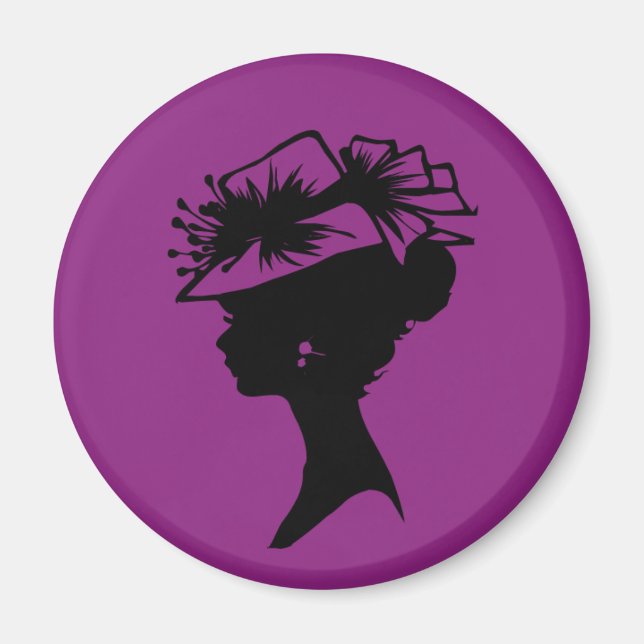 Lady in einem Bonnet 35 Plum Lila AH2010 Magnet (Vorne)