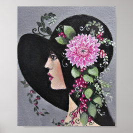 Lady in einem dekorativen Hut Poster