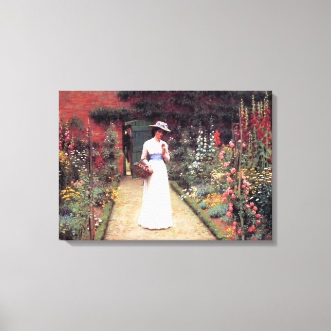Lady in einem Garten Leinwanddruck (Vorderseite)