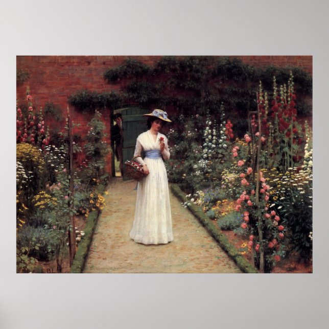 Lady in einem Garten Poster (Vorne)