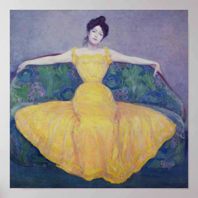 Lady in einem gelben Kleid, 1899 Poster (Vorne)