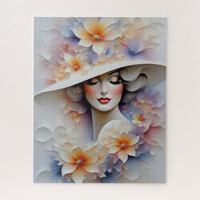 Lady in Floppy-Floral Hat (Vertikal)