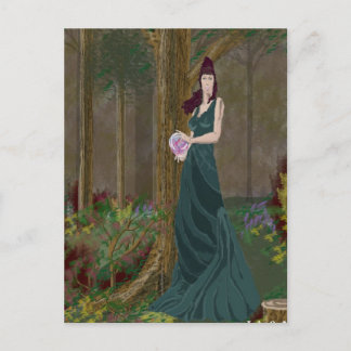 Lady in Forrest Green Dress Postcard Postkarte