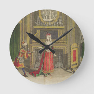 Lady in her bedroom, published c.1688-90 (coloured runde wanduhr