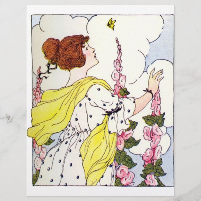 Lady in Hollyhock Garden Flyer (Vorne)