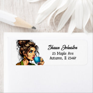 Lady in Messy Bun Drink Coffee