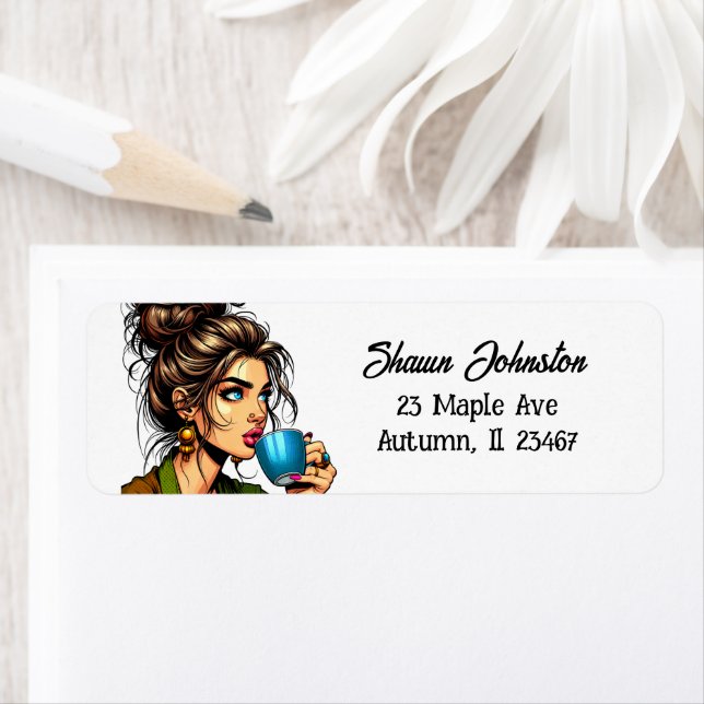 Lady in Messy Bun Drink Coffee (Insitu)