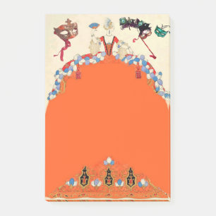 LADY IN ORANGE Mardi Gras Masquerade Ball Masken Post-it Klebezettel