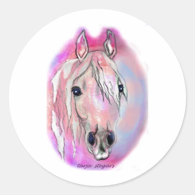 Lady in Pink Runder Aufkleber (Vorderseite)
