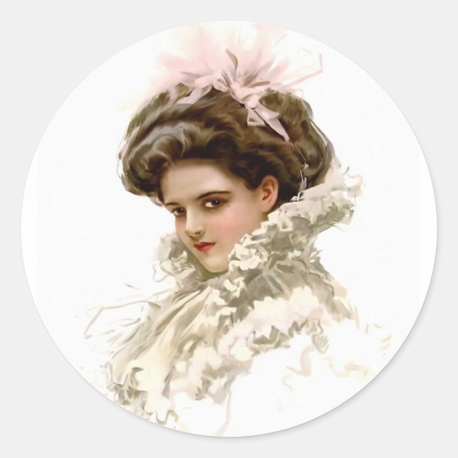Lady in Profil Runder Aufkleber (Vorderseite)
