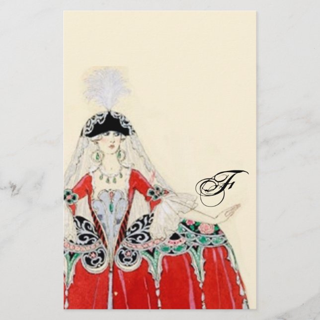 LADY IN RED FASHION COSTUME DESIGNER MONOGRAM BRIEFPAPIER (Vorderseite)