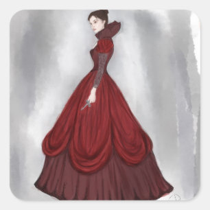 Lady in Red Poster Paper Untersetzer Candy Tin Quadratischer Aufkleber