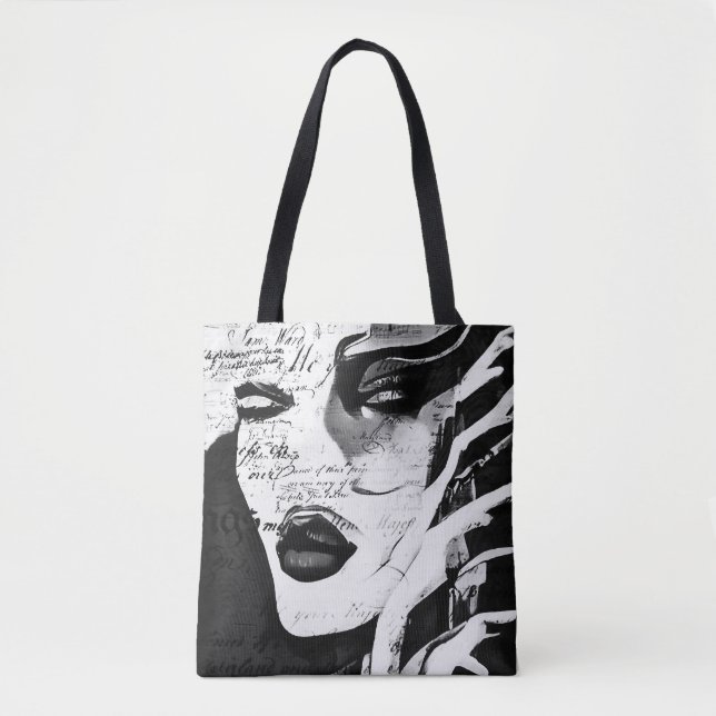 Lady in Schwarz-Weiß Tasche (Vorderseite)