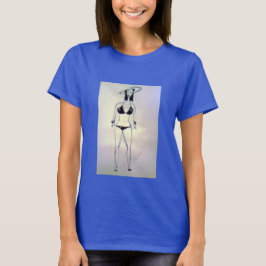Lady in schwarzem Bikini T-Shirt