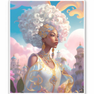 Lady in surreal World African American Art Aufkleber