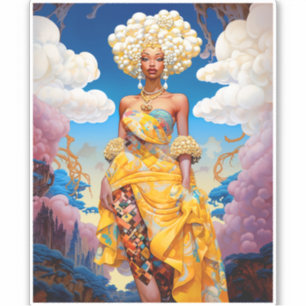 Lady in surreal World African American Art Aufkleber