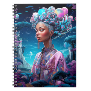 Lady in Surreal World African American Art Lila Notizblock