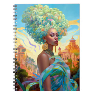 Lady in surreal World African American Art Notizblock