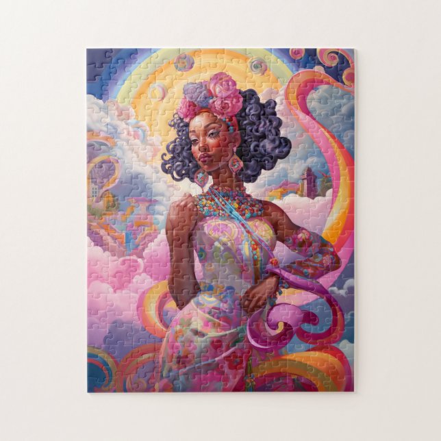 Lady in Surreal World African American Art Pink (Vertikal)