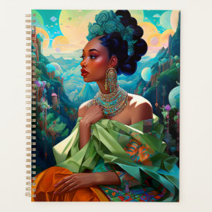 Lady in surreal World African American Art Planer