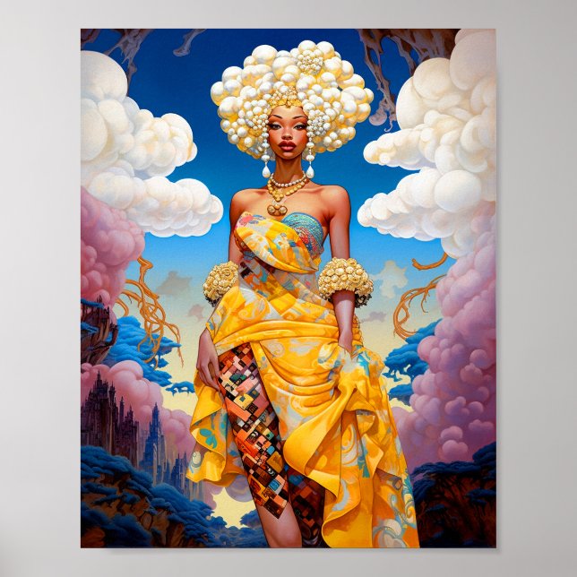 Lady in surreal World African American Art Poster (Vorne)